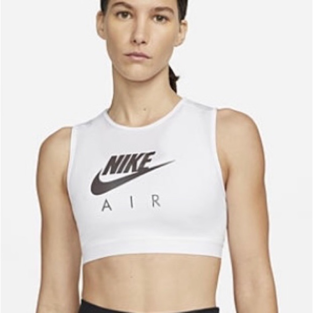 Nike Air Swoosh crop top with built in bra, Color White, Size Medium